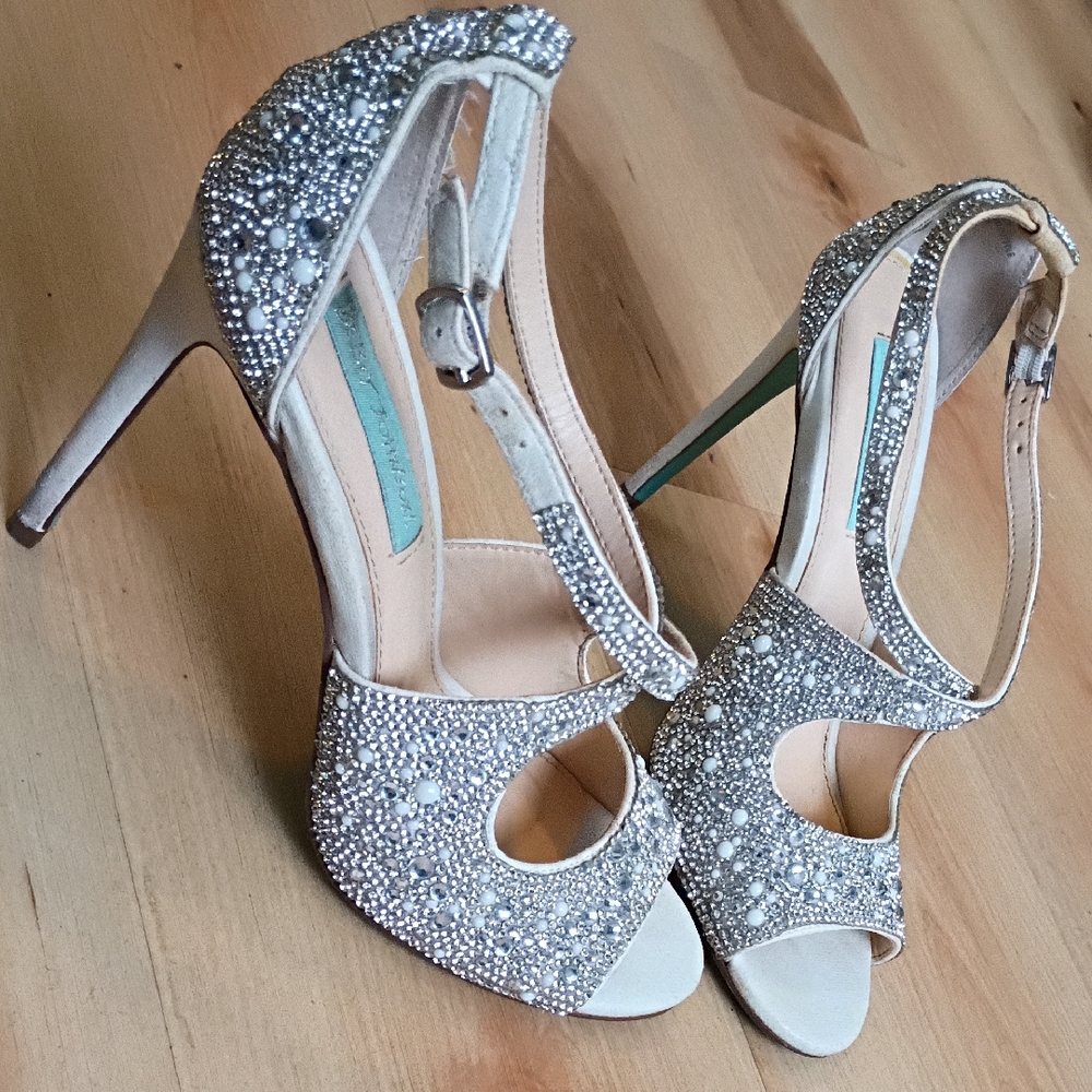 Betsey Johnson Bayli Silver Gem Heels